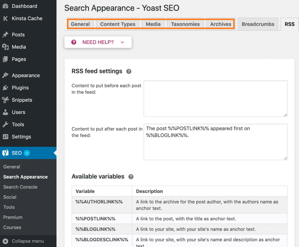 wordpress yoast seo settings