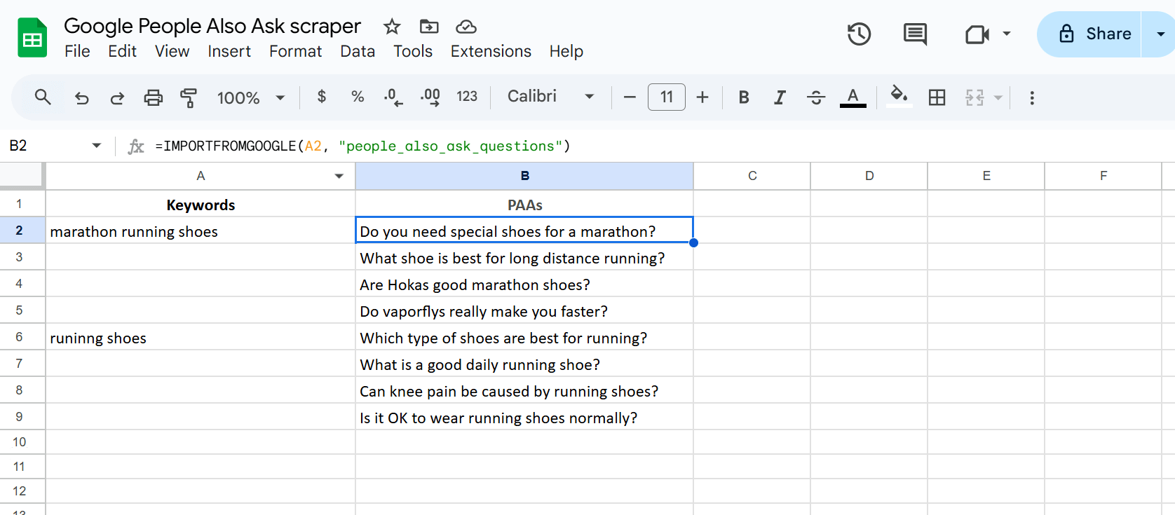 Google Sheets People Also Ask Scraper