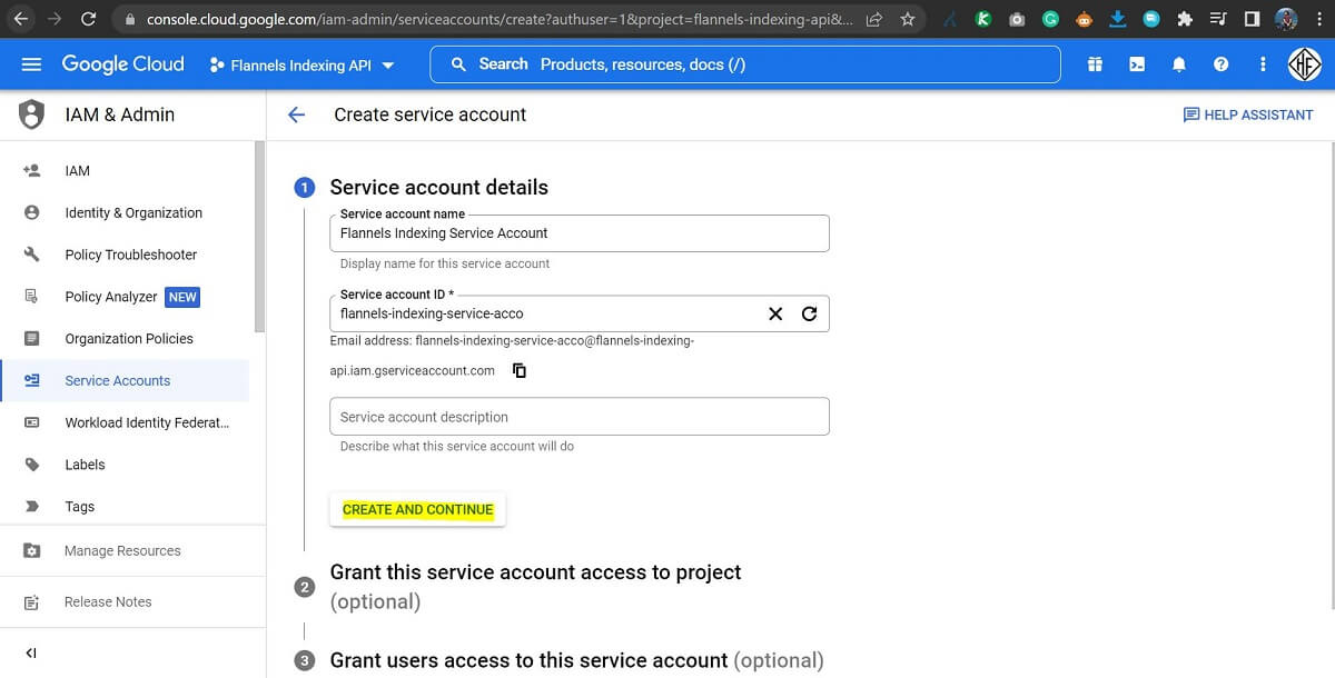 Create Service Accounts on Google APIs Google Cloud