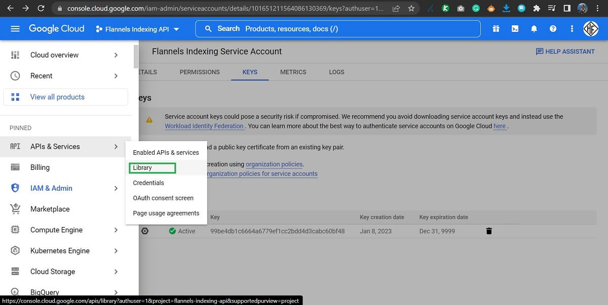 How To Bulk Index URLs To Google 13 Enable APIs Google Cloud Screen