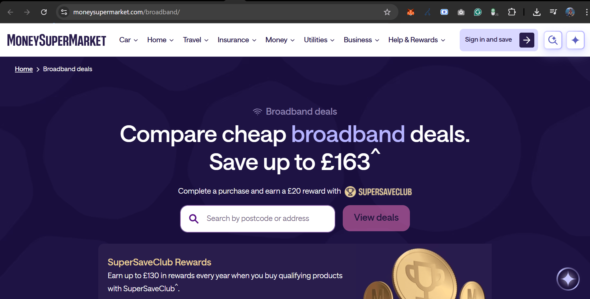 MoneySuperMarket’s broadband section SEO